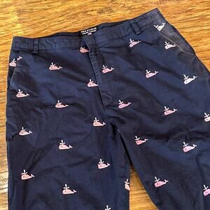 Polo Jeans Ralph Lauren Pink Whale Embroidered Navy Blue Chino Pants Size 12